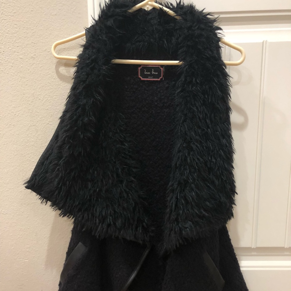 Black Faux Fur Vest
